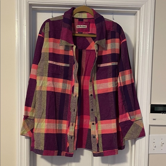 We The Free Pink and Purple Plaid Flannel Shirt - Picture 1 of 3